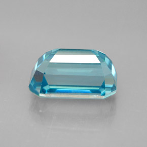 Zircon bleue naturelle taille émeraude, 6,46 ct, VVS