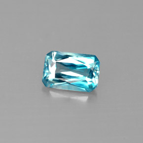 Zircon bleue naturelle taille émeraude, 0,78 ct, VS