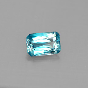 Zircon bleue naturelle taille émeraude, 0,78 ct, VS