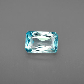 Zircon bleue naturelle taille émeraude, 1,53 ct, VVS-VS