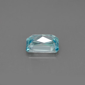 Zircon bleue naturelle taille émeraude, 1,53 ct, VVS-VS