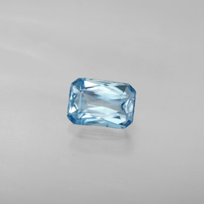 Zircon bleue naturelle taille émeraude, 1,30 ct, VVS-VS