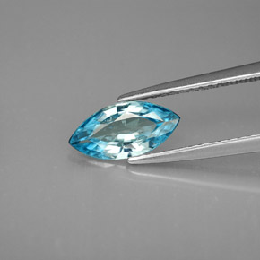 Zircon bleue naturelle marquise, 1,33 ct, VVS-VS