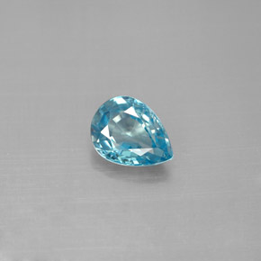 Zircon bleue naturelle en forme de poire, 1,67 ct, VVS