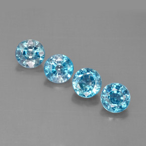 Achetez naturel ct Bleu Zircon gems, Coupe roude, En provenance Cambodge chez GemSelect. En stock, livraison internationale!
