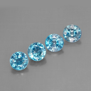 Achetez naturel ct Bleu Zircon gems, Coupe roude, En provenance Cambodge chez GemSelect. En stock, livraison internationale!