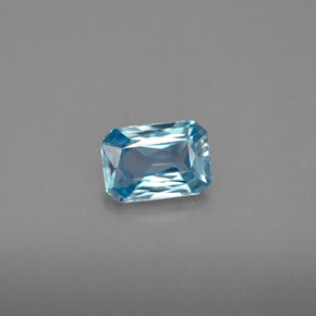 Zircon bleue naturelle taille émeraude, 1,19 ct, VVS