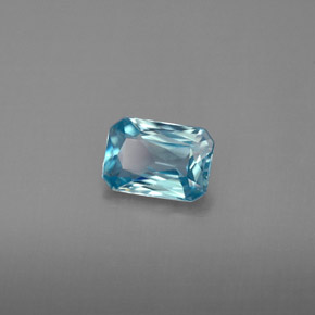 Zircon bleue naturelle taille émeraude, 1,19 ct, VVS