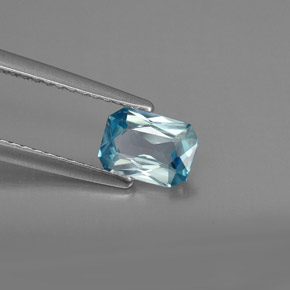 Zircon bleue naturelle taille émeraude, 0,99 ct, VVS