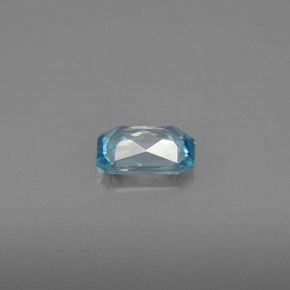 Zircon bleue naturelle taille émeraude, 0,99 ct, VVS