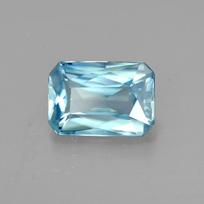 Zircon bleue naturelle taille émeraude, 1,20 ct, VVS