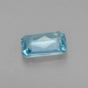 Zircon bleue naturelle taille émeraude, 1,20 ct, VVS