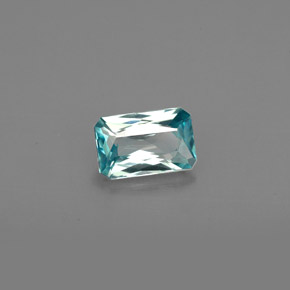 Zircon bleue naturelle taille émeraude, 0,76 ct, VVS-VS