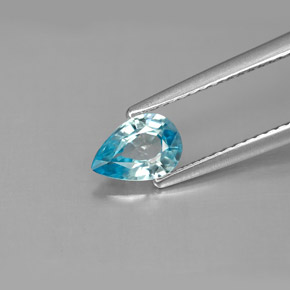 Zircon bleue naturelle en forme de poire, 0,82 ct, VS