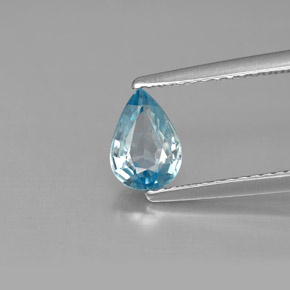 Zircon bleue naturelle en forme de poire, 1,03 ct, VS