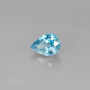 Zircon bleue naturelle en forme de poire, 1,23 ct, VS