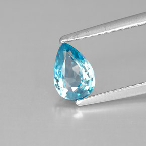 Zircon bleue naturelle en forme de poire, 1,05 ct, VS