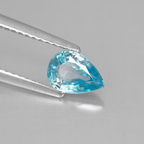 Zircon bleue naturelle en forme de poire, 1,05 ct, VS