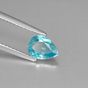 Zircon bleue naturelle en forme de poire, 1,02 ct, VVS-VS