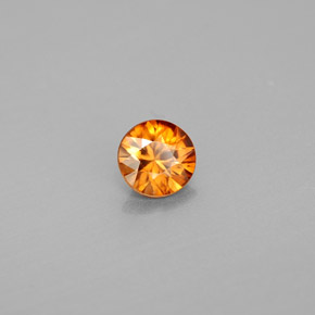 Zircon orange naturelle coupe roude, 0,91 ct, VS