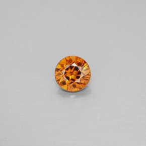 Zircon orange naturelle coupe roude, 0,98 ct, VS
