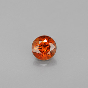 Zircon orange naturelle coupe roude, 0,96 ct, VS