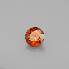 Zircon orange naturelle coupe roude, 0,96 ct, VS