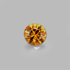 Zircon orange naturelle coupe roude, 0,88 ct, VS