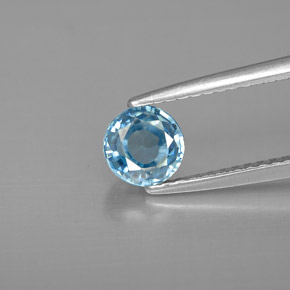 Zircon bleue naturelle coupe roude, 1,17 ct, VVS-VS