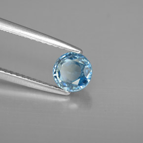 Zircon bleue naturelle coupe roude, 1,17 ct, VVS-VS