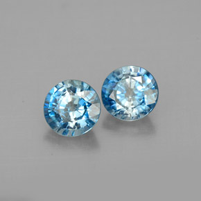 Achetez naturel ct Bleu Zircon gems, Coupe roude, En provenance Cambodge chez GemSelect. En stock, livraison internationale!