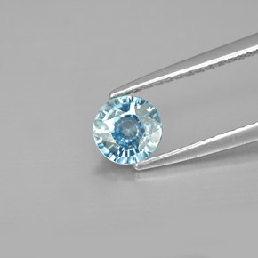 Zircon bleue naturelle coupe roude, 0,97 ct, VS
