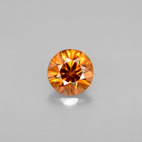 Zircon orange naturelle coupe roude, 0,85 ct, VS