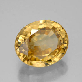Zircon jaune naturelle coupe ovale, 8,26 ct, IF