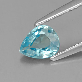 Zircon bleue naturelle en forme de poire, 0,78 ct, IF