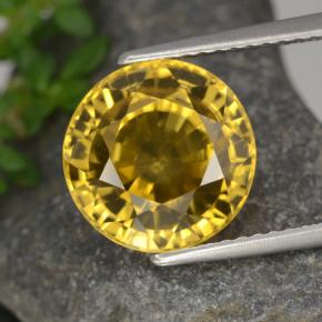 Zircon jaune naturelle coupe roude, 6,97 ct, VVS