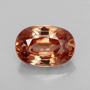 Zircon orange naturelle coupe ovale, 3,73 ct, VVS
