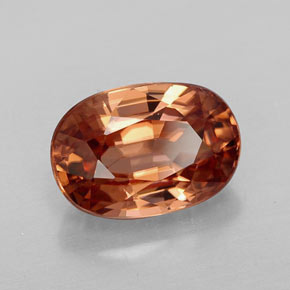 Zircon orange naturelle coupe ovale, 3,73 ct, VVS