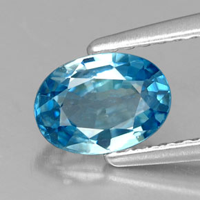 Zircon bleue naturelle coupe ovale, 1,36 ct, VS
