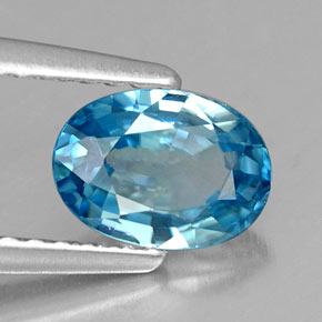 Zircon bleue naturelle coupe ovale, 1,36 ct, VS
