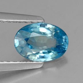Zircon bleue naturelle coupe ovale, 1,13 ct, VS