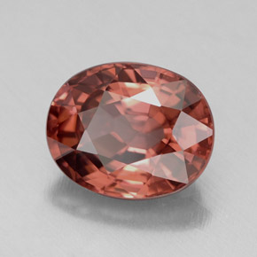 Zircon rose naturelle coupe ovale, 4,49 ct, IF