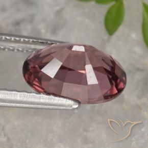 Zircon Rouge foncé naturelle ovale, 2.96 ct, VVS-VS