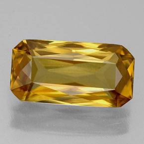 Zircon jaune naturelle taille émeraude, 6,66 ct, VVS