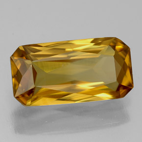 Zircon jaune naturelle taille émeraude, 6,66 ct, VVS