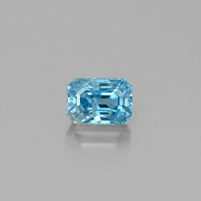 Zircon bleue naturelle taille émeraude, 0,36 ct, VS