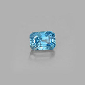 Zircon bleue naturelle taille émeraude, 0,36 ct, VS