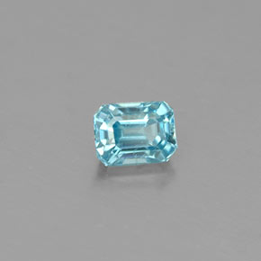 Zircon bleue naturelle taille émeraude, 0,41 ct, VS