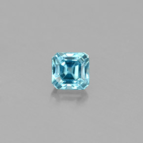 Zircon bleue naturelle taille émeraude, 0,36 ct, VS