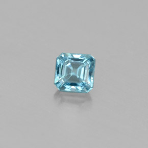 Zircon bleue naturelle taille émeraude, 0,36 ct, VS